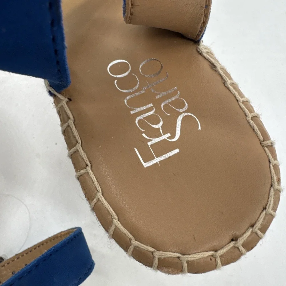 Franco Sarto Mirage 2 blue suede leather espadrille wedges Size 8.5 New